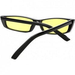 Sport Women Rectangle Small Frame Sunglasses Fashion Designer Square Shades - Black Frame/Yellow Lens - CD18C6WTUSH $7.71