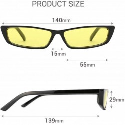 Sport Women Rectangle Small Frame Sunglasses Fashion Designer Square Shades - Black Frame/Yellow Lens - CD18C6WTUSH $7.71