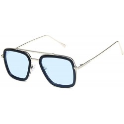 Square Women Fahion Sunglasses Square Pentagon HD Sunglasses With Case UV400 Protection - Silver Frame/Blue Lens - C918X6YSKE...