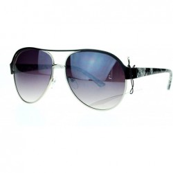 Aviator Vintage Retro Fashion Sunglasses Womens Flat Top Aviators - Silver Black Leopard - CB11G1TJ5UR $18.91