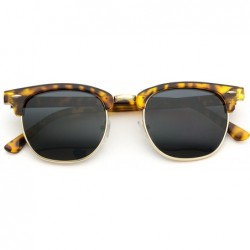 Wayfarer Classic Half Frame Polarized Semi-Rimless Rimmed Sunglasses - Thin Tortoise Frame / Gold Rim / Black Lens - CA12B4G4...