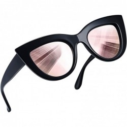 Square Retro Polarized Cateye Sunglasses - Women Vintage Cat Eye Sun Glasses UV400 Protection - Black Frame Pink Lens - CD18G...