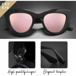 Square Retro Polarized Cateye Sunglasses - Women Vintage Cat Eye Sun Glasses UV400 Protection - Black Frame Pink Lens - CD18G...