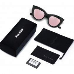 Square Retro Polarized Cateye Sunglasses - Women Vintage Cat Eye Sun Glasses UV400 Protection - Black Frame Pink Lens - CD18G...