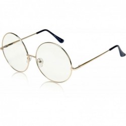 Round Super Oversized Round Sunglasses Hippie Color Lens Retro Circle Glasses - Gold Frame Clear Lens - CN18Z4WNSX5 $10.66