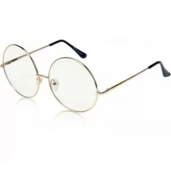 Round Super Oversized Round Sunglasses Hippie Color Lens Retro Circle Glasses - Gold Frame Clear Lens - CN18Z4WNSX5 $18.59