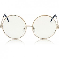 Round Super Oversized Round Sunglasses Hippie Color Lens Retro Circle Glasses - Gold Frame Clear Lens - CN18Z4WNSX5 $10.66
