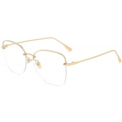 Square 2019 new rivet fashion half frame trend unisex brand designer sunglasses UV400 - Gold - C218AWNO446 $24.80