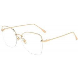 Square 2019 new rivet fashion half frame trend unisex brand designer sunglasses UV400 - Gold - C218AWNO446 $14.68