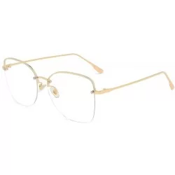 Square 2019 new rivet fashion half frame trend unisex brand designer sunglasses UV400 - Gold - C218AWNO446 $24.80