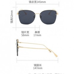 Square 2019 new rivet fashion half frame trend unisex brand designer sunglasses UV400 - Gold - C218AWNO446 $14.68