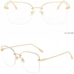 Square 2019 new rivet fashion half frame trend unisex brand designer sunglasses UV400 - Gold - C218AWNO446 $14.68