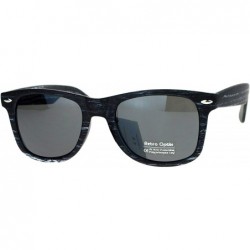 Wayfarer Matted Wood Print Sunglasses Classic Square Horn Rim Fashion - Black - C7180GDO7HD $8.53