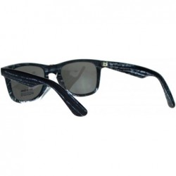 Wayfarer Matted Wood Print Sunglasses Classic Square Horn Rim Fashion - Black - C7180GDO7HD $8.53