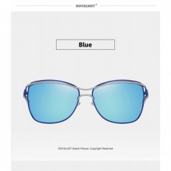 Oval Polarized Oval Sunglasses for Women Driving Fishing UV400 Protection Alloy Frame Shades For Womens Female - Blue - CY18A...