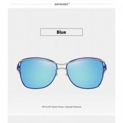 Oval Polarized Oval Sunglasses for Women Driving Fishing UV400 Protection Alloy Frame Shades For Womens Female - Blue - CY18A...