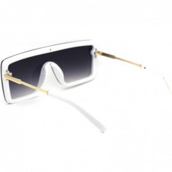 Rectangular Womens Futuristic Oversize Rectangular Shield Robotic Sunglasses - White Smoke - CH18XK89IYM $15.40