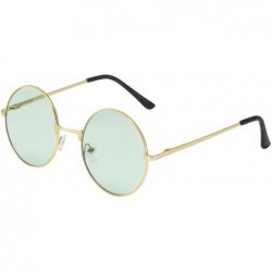 Round Vintage Retro Round Sunglasses Cyber Goggles Steampunk Punk Hippy - Gold / Green (Hp07) - C311QXGLVPF $11.19