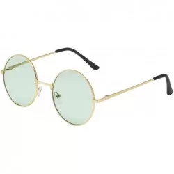 Round Vintage Retro Round Sunglasses Cyber Goggles Steampunk Punk Hippy - Gold / Green (Hp07) - C311QXGLVPF $19.14