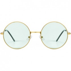 Round Vintage Retro Round Sunglasses Cyber Goggles Steampunk Punk Hippy - Gold / Green (Hp07) - C311QXGLVPF $11.19