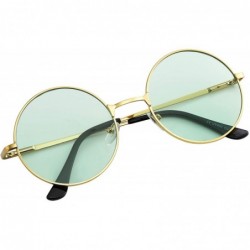 Round Vintage Retro Round Sunglasses Cyber Goggles Steampunk Punk Hippy - Gold / Green (Hp07) - C311QXGLVPF $11.19