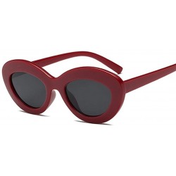 Oval Cateye Women Sunglasses Classic Retro Vintage Oval Sunglasses For Women Eeywear Top Quality UV400 - Blackgray - CV198UQG...