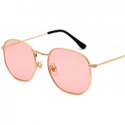 Rectangular Square Sunglases Men Women Metal Frame Fishing Glasses Gold Gray Eyewear - Gold Clear Pink - C4194OTHQ2D $25.62