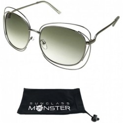 Oversized Oversized Round or Square Sunglasses with Dual Metal and Gradient Lenses - Square - CG12FLCAW5F $14.47