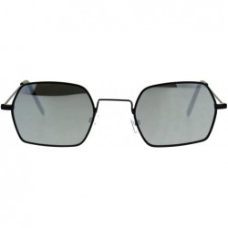 Rectangular Rectangular Hexagon Shape Sunglasses Thin Metal Frame Mirror Lens - Black (Silver Mirror) - CO18056KNED $11.97