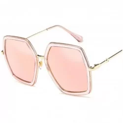 Oversized Oversized Square Sunglasses Women Luxury Vintage Sunglass Fashion Big Frame Sun Glasses UV400 - Cpink - C5197A2TNMS...