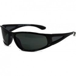 Wrap Del Mar Polarized Wrap Nearly Invisible Line Bifocal Sunglass Readers - Glossy Black - CP11U6LH71P $64.25