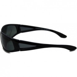 Wrap Del Mar Polarized Wrap Nearly Invisible Line Bifocal Sunglass Readers - Glossy Black - CP11U6LH71P $34.21