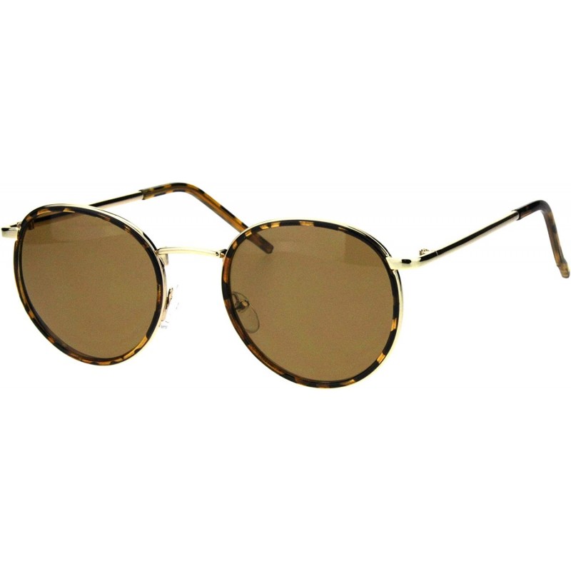 Oval 90s Classic TV Star Round Oval Double Rim Retro Sunglasses - Gold Tortoise Brown - CJ18QHYTI8Z $10.25