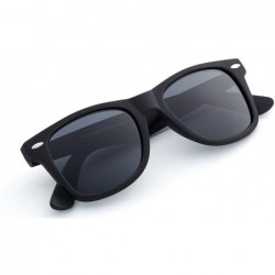 Rectangular Classic Polarized Sunglasses - Rubberized Black - Smoke - C711OXK2S73 $11.62