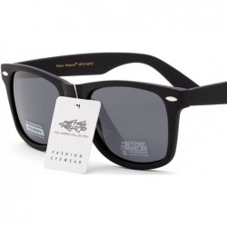 Rectangular Classic Polarized Sunglasses - Rubberized Black - Smoke - C711OXK2S73 $11.62