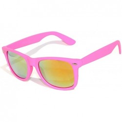 Goggle 1 Pair Mirrored Reflective Colored Lens Sunglasses Matte Frame Horn Rimmed Style - 1_pink_mirr - CQ12NYMT4KV $7.39