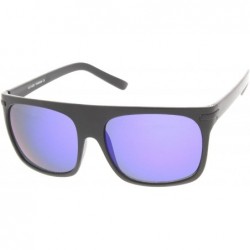 Aviator Action Sport Square Color Mirror Flash Lens Skate Flat Top Sunglasses - Black Violet - C211VK7YLEZ $20.08