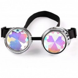 Goggle Rainbow Prism Kaleidoscope Glasses-Steampunk Goggles Cosplay Rave Goggles - Sliver - C818SNIG6AQ $14.41