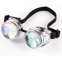 Goggle Rainbow Prism Kaleidoscope Glasses-Steampunk Goggles Cosplay Rave Goggles - Sliver - C818SNIG6AQ $14.41