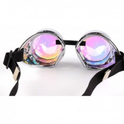 Goggle Rainbow Prism Kaleidoscope Glasses-Steampunk Goggles Cosplay Rave Goggles - Sliver - C818SNIG6AQ $14.41