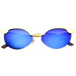 Semi-rimless Womens Semi-Rimless Cateye Flash Mirror Color Sunglasses - Gold Ice - CN11V49M52J $25.54