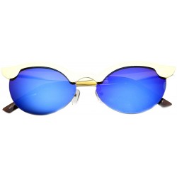 Semi-rimless Womens Semi-Rimless Cateye Flash Mirror Color Sunglasses - Gold Ice - CN11V49M52J $13.99