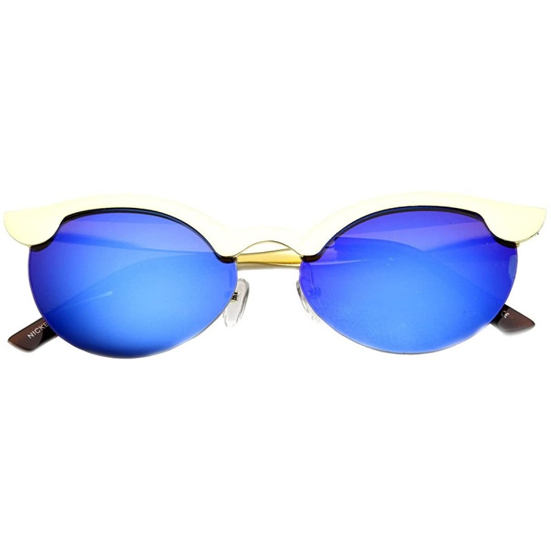 Semi-rimless Womens Semi-Rimless Cateye Flash Mirror Color Sunglasses - Gold Ice - CN11V49M52J $13.99