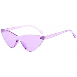 Cat Eye Colorful Rimless Transparent Cat Eye Sunglasses for Women Tinted Candy Colored Glasses - Purple - CD18NQAOTX7 $16.53