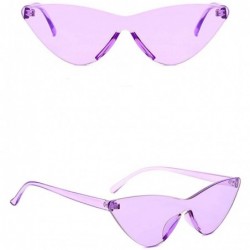 Cat Eye Colorful Rimless Transparent Cat Eye Sunglasses for Women Tinted Candy Colored Glasses - Purple - CD18NQAOTX7 $6.70