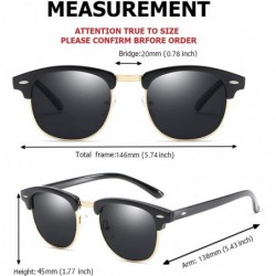 Round Polarized Sunglasses Retro Semi Rimless Sun Glasses for Men Women Driving Eyewear - CH18L68NCZH $7.31