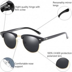 Round Polarized Sunglasses Retro Semi Rimless Sun Glasses for Men Women Driving Eyewear - CH18L68NCZH $7.31