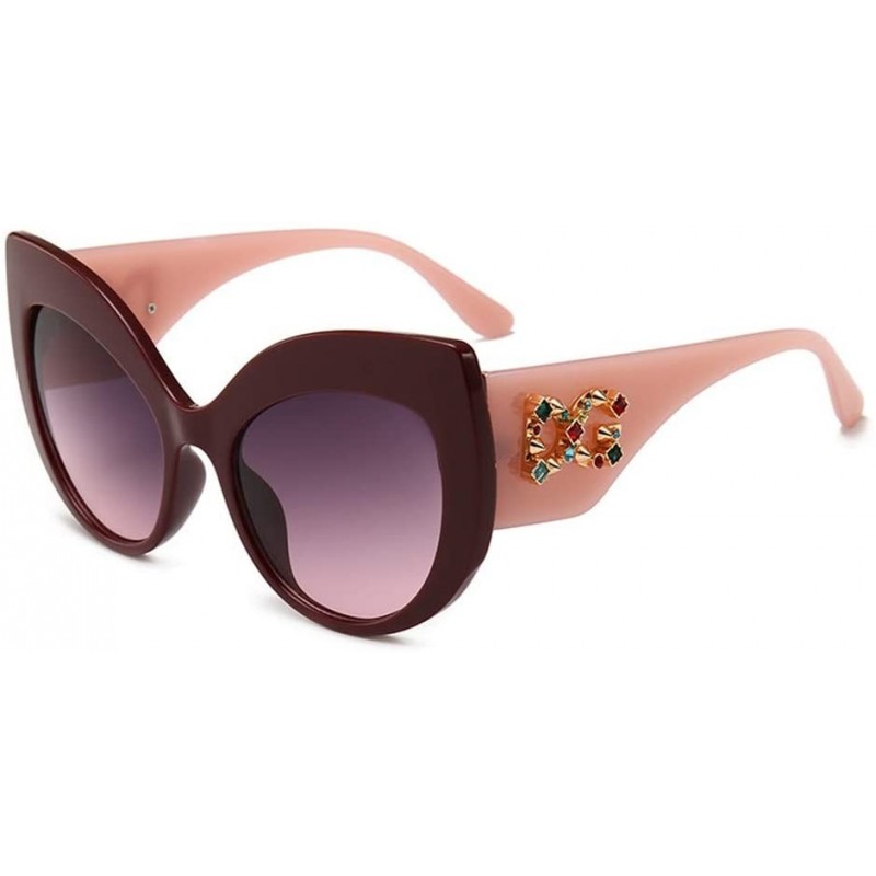 Oversized Fashion Cat Eye Sunglasses Frame Gradient Ladies Oversized Sun Glasses for Female UV400 - 3 - C118QADD6C9 $29.45