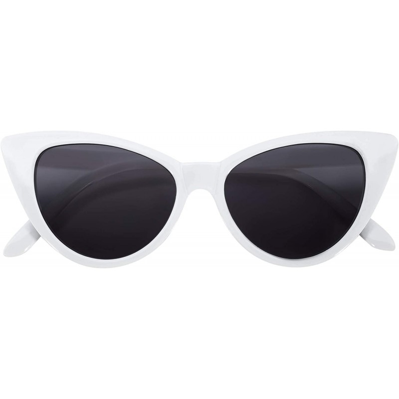 Cat Eye Women's Cateye Vintage Sunglasses UV400 - White Frame / Smoke Lens - C8126HZ0EP9 $11.42