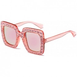 Square Women Sunglasses Crystal Brand Designer Oversized Square Sunglasses - C5 - CH18CQL3Z35 $19.20